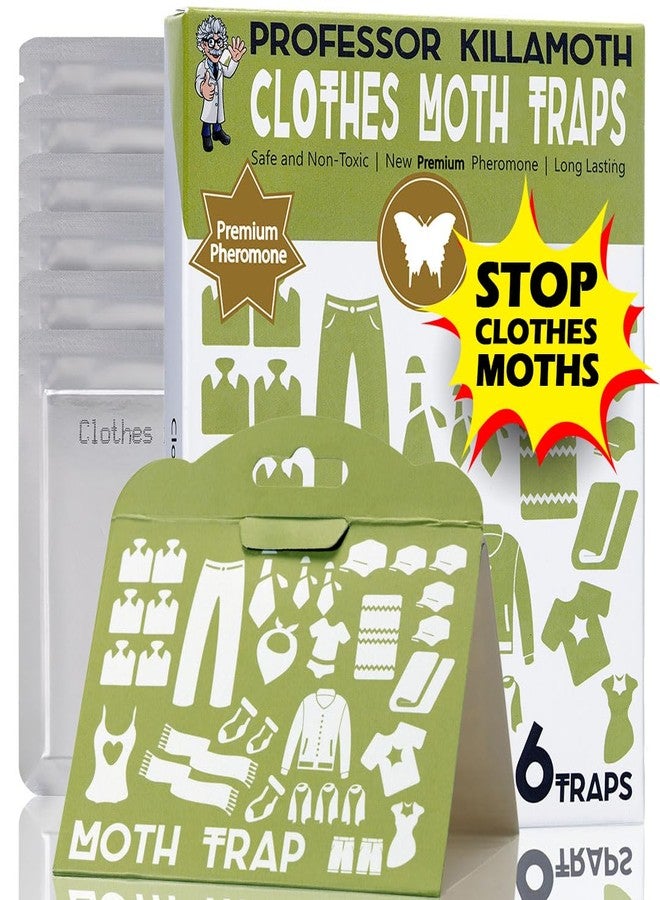 Professor Killamoth Triple Strength Clothes Moth Traps – Safe, Non-Toxic Closet Moth Prevention for Clothes & Wool – Pheromone Traps for House & Wardrobe Protection – 6 Pack - Image 1
